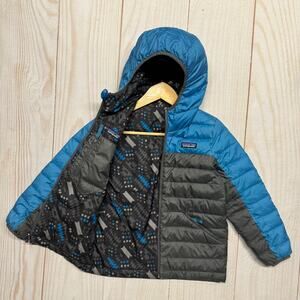 Patagonia Kids Boys Reversible Duck Down Puffer Size S 7-8?? Hoody Jacket